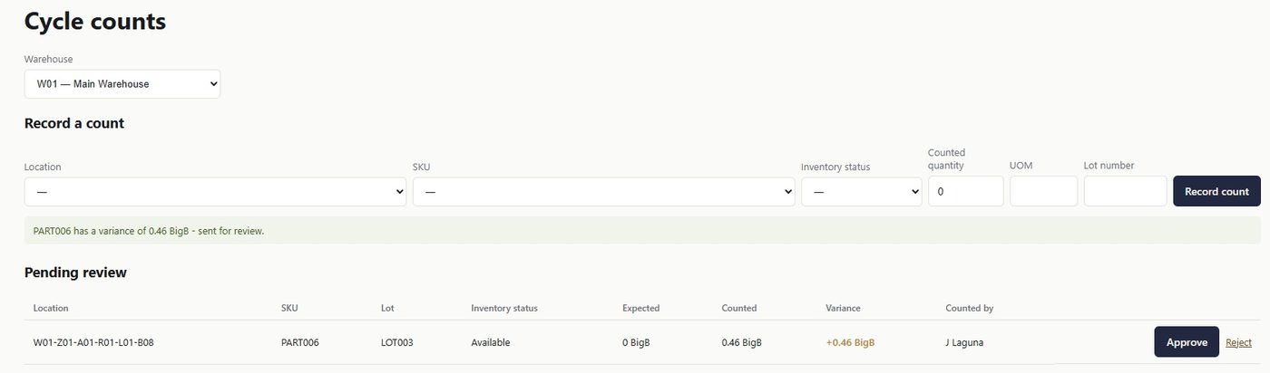 Cycle counts with review