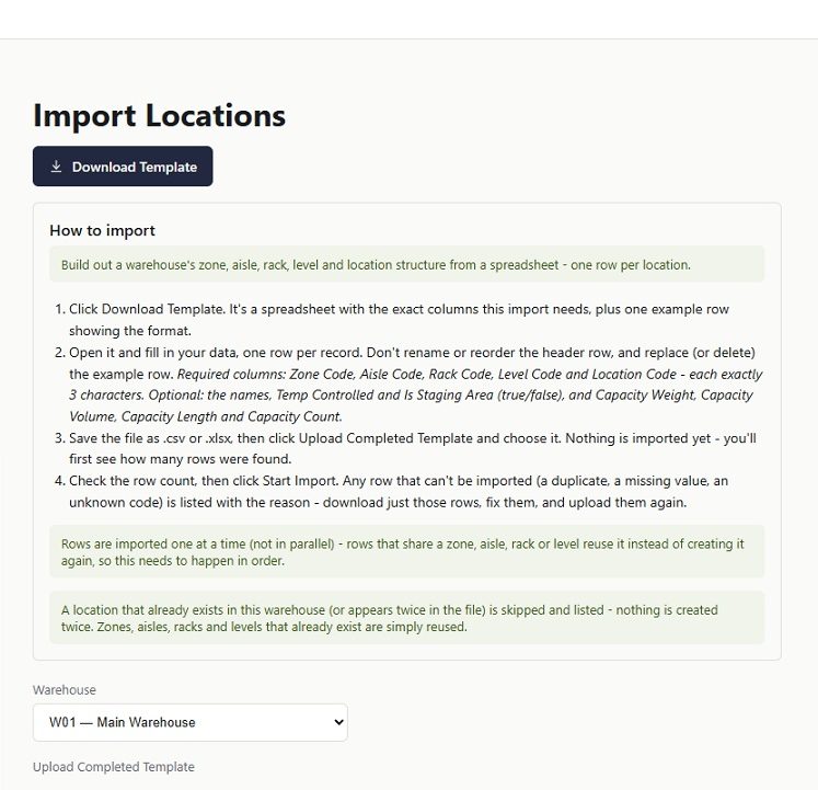 Spreadsheet import